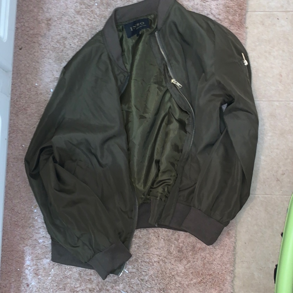 light jacket dark green and gold zippers FAKE GOLD